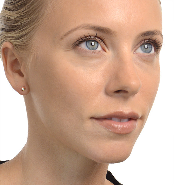 0.10ct Lab Diamond Rub Over Stud Earrings in 9K Gold - 4mm